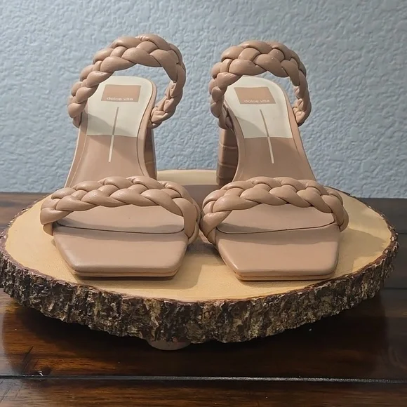 DOLCE VITA Paily Heeled Sandal  Cream Sz 9 Square Toe - Picture 4 of 12